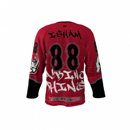 Albino Rhinos Red Custom Hockey Jersey