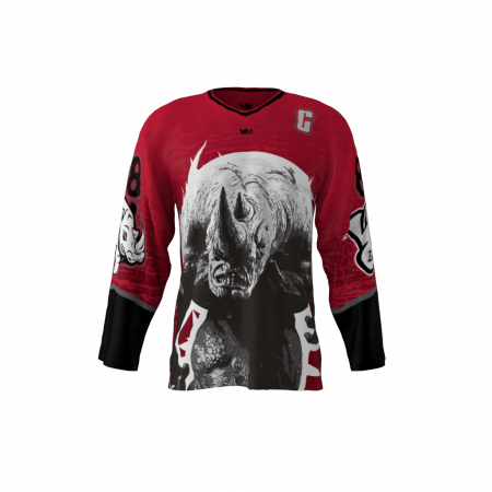 Albino Rhinos Red Custom Hockey Jersey