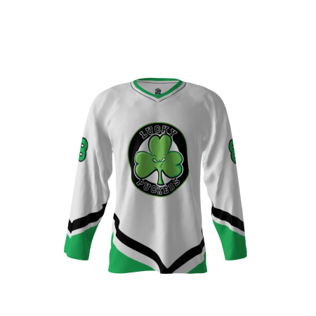 Lucky Puckers White Hockey Jersey