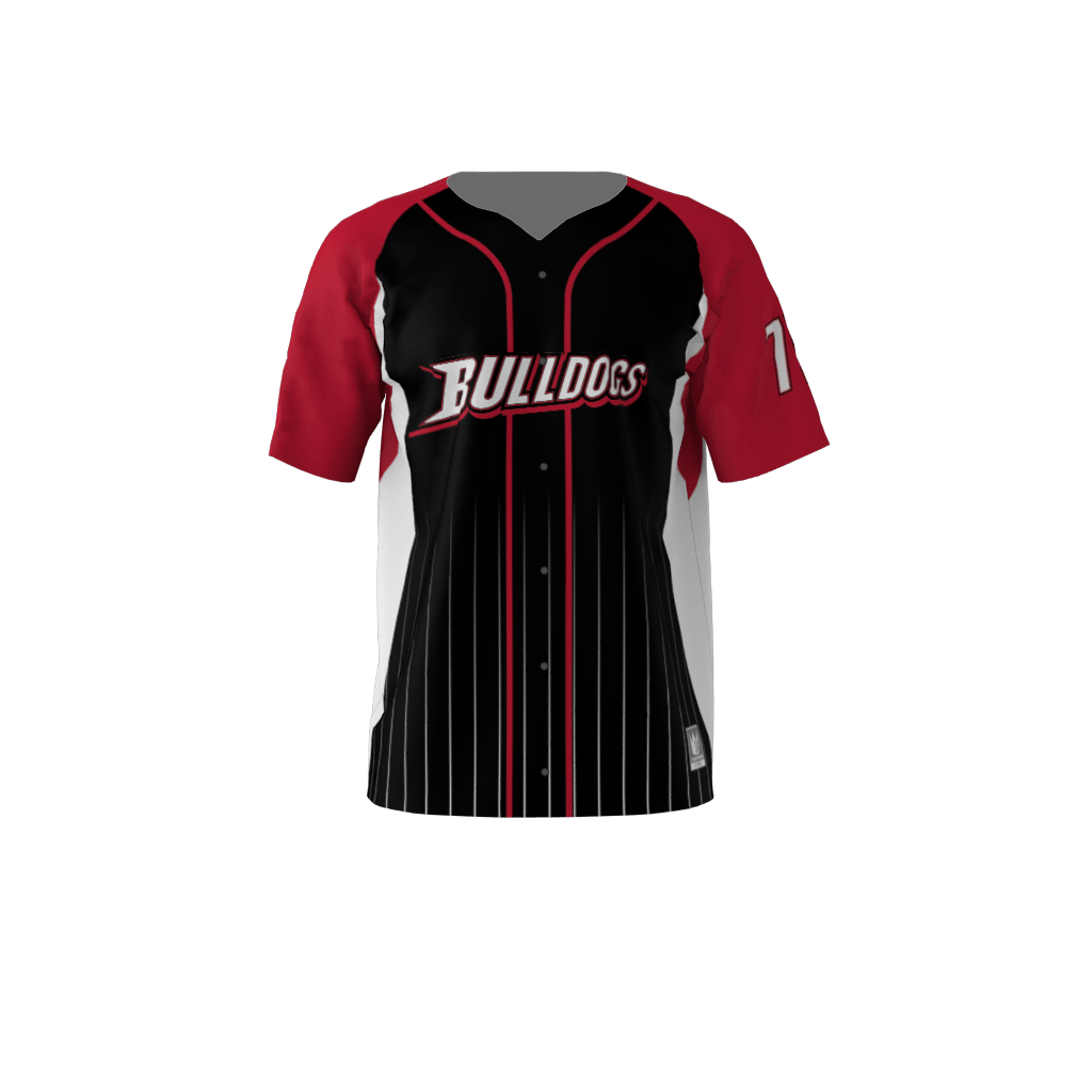 Bulldogs Custom Dye Sublimated Full Button Baseball Jersey