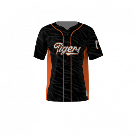 Tigers Custom Dye Sublimated Full Button Baseball Jersey