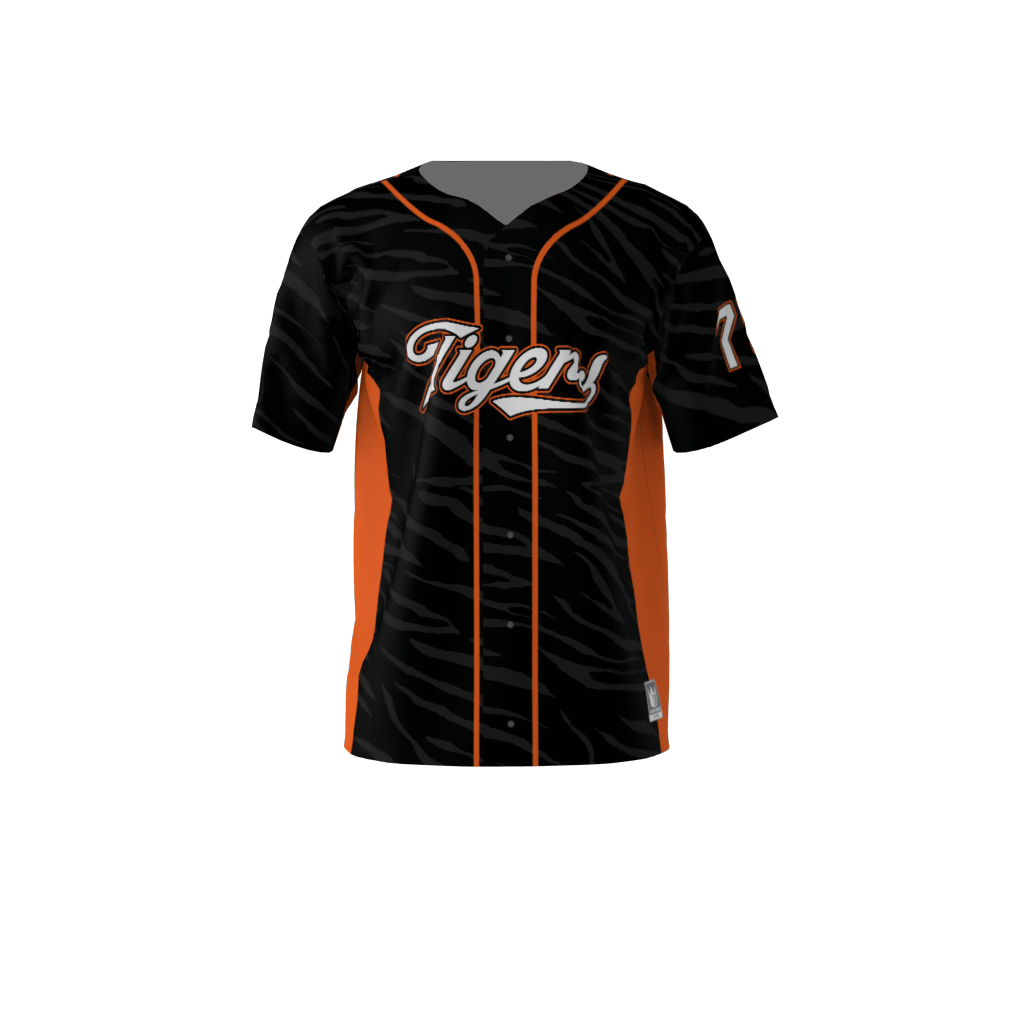 Tigers Custom Dye Sublimated Full Button Baseball Jersey