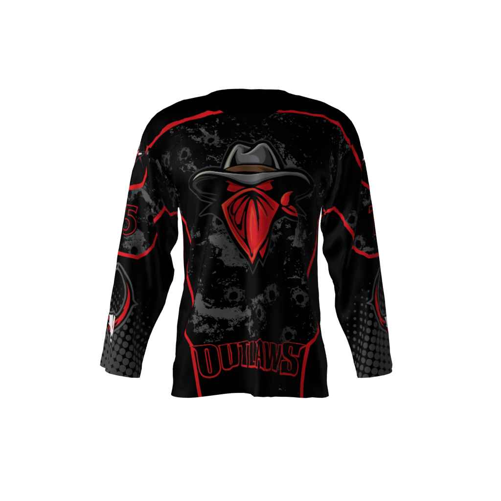 Outlaws Black Red Hockey Jersey