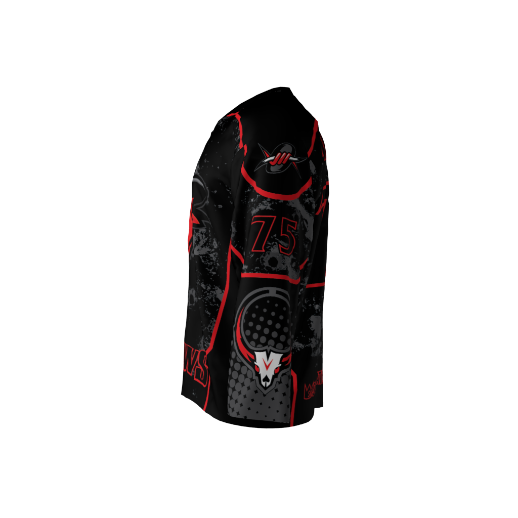 Outlaws Black Red Hockey Jersey - Image 2