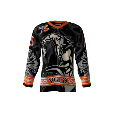 Black Orange Vikings Hockey Jersey