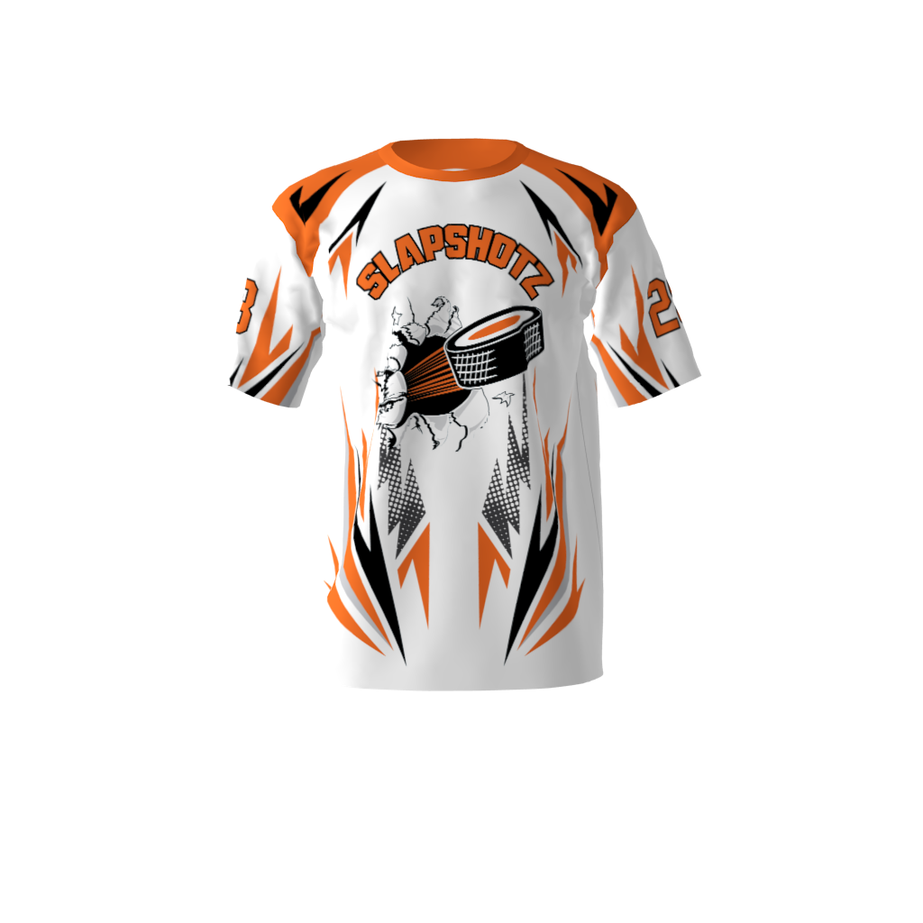 Slapshotz White Orange Softball Jersey