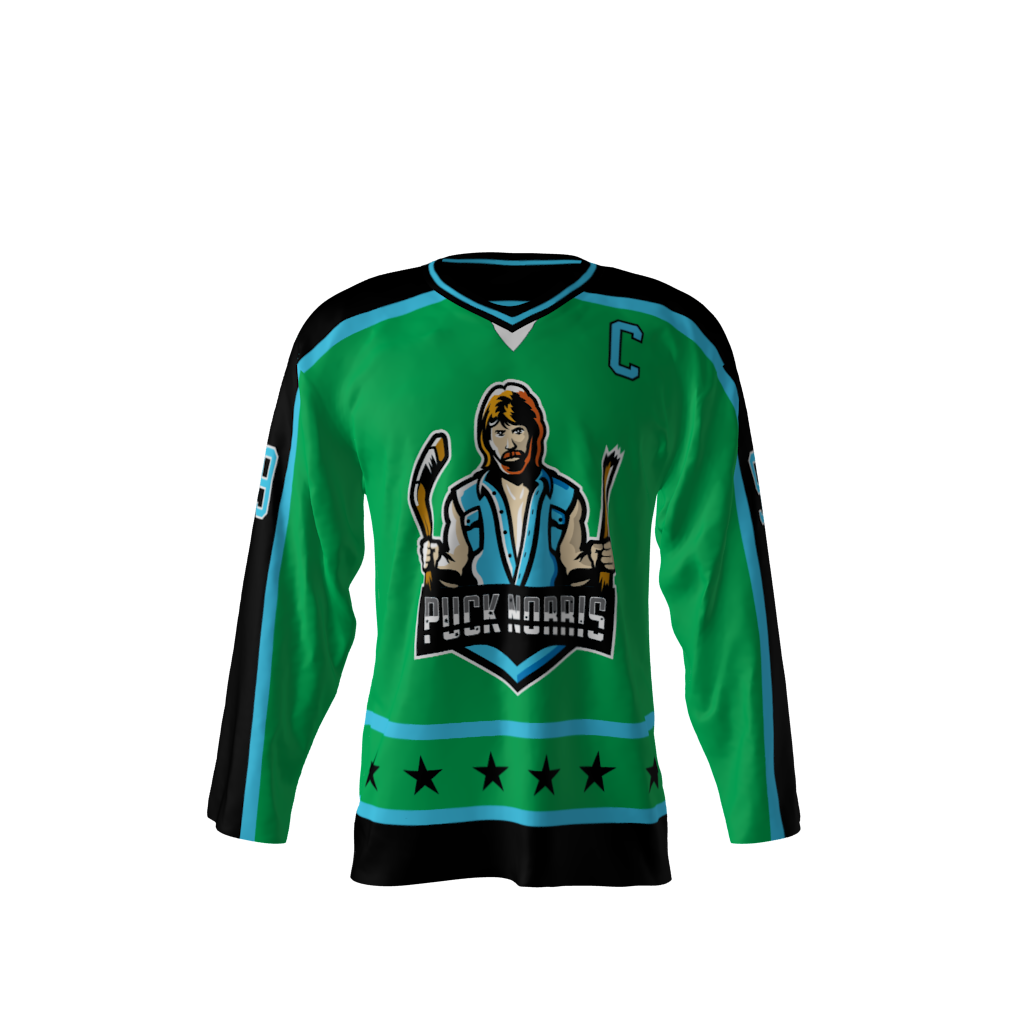 Puck Norris Green Hockey Jersey