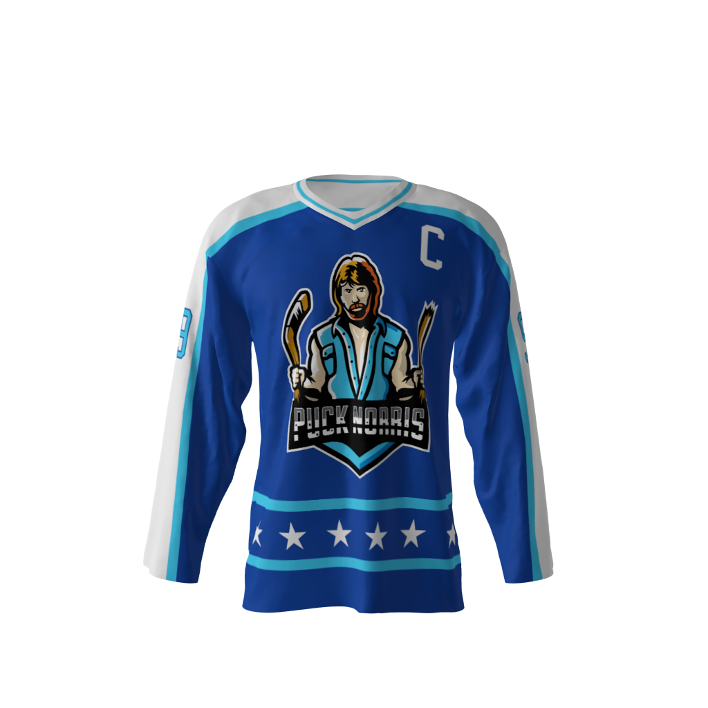 Puck Norris Blue Hockey Jersey