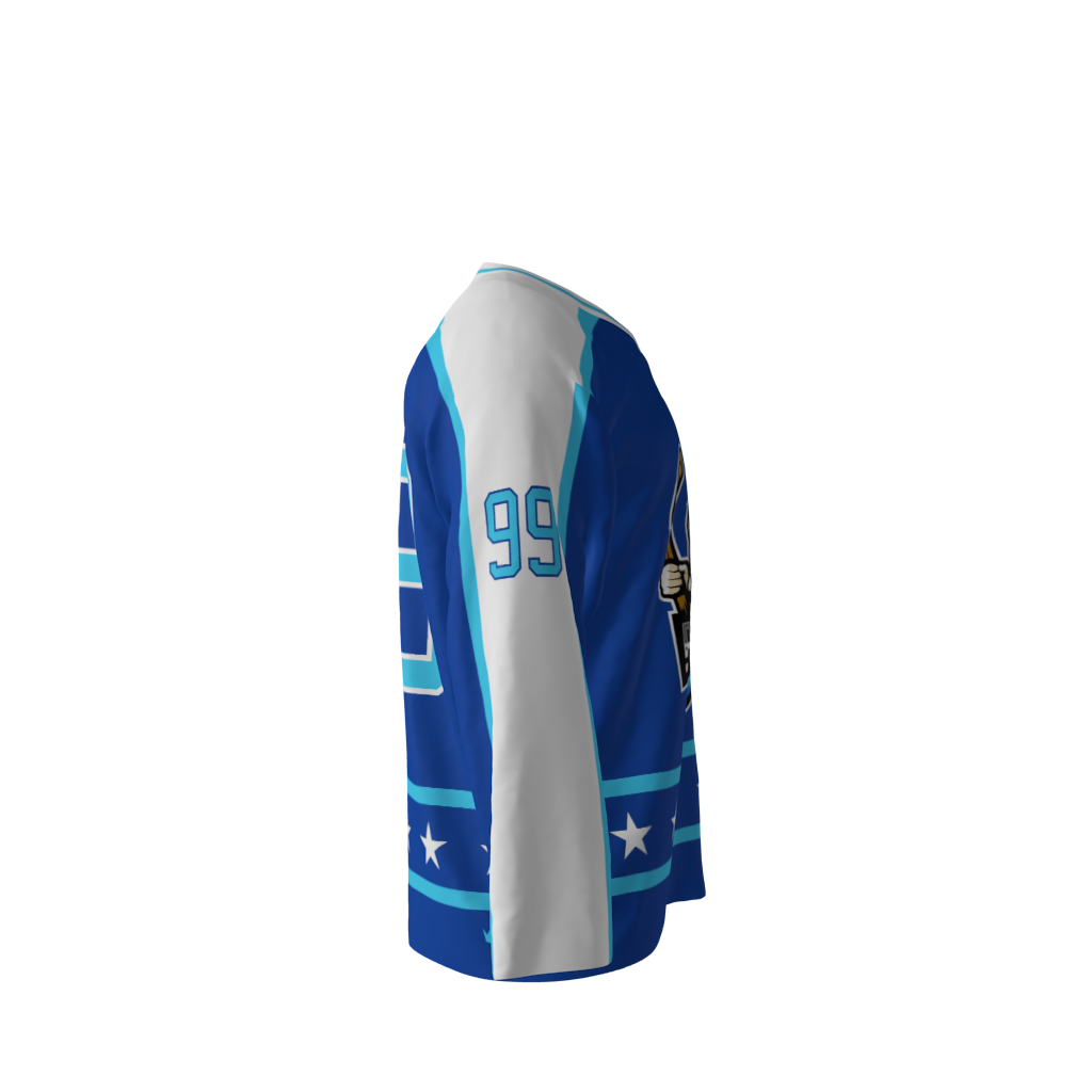 Puck Norris Blue Hockey Jersey - Image 4