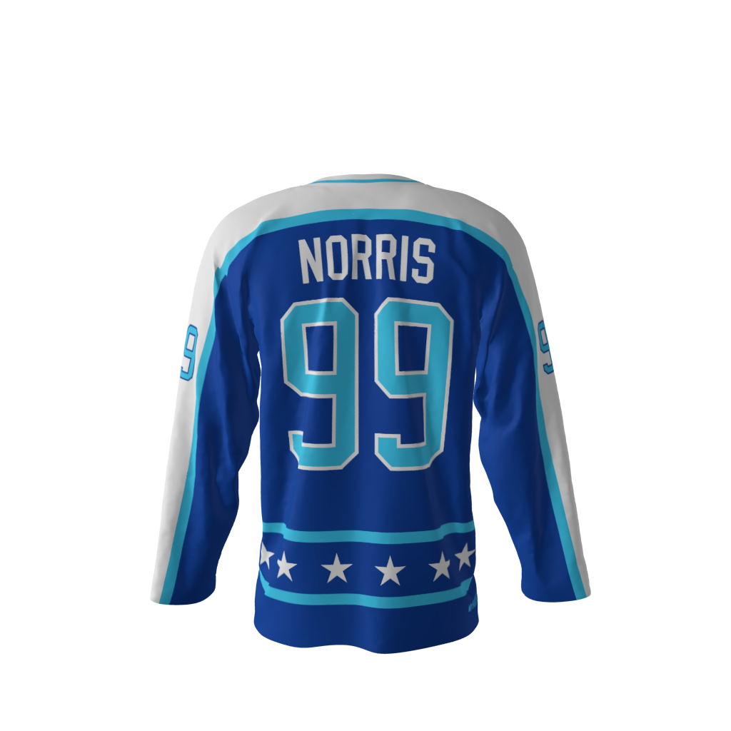 Puck Norris Blue Hockey Jersey - Image 3