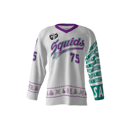 Saucy Squids White Hockey Jersey