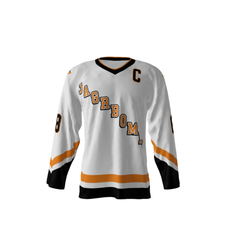 Front view of a custom dye sublimated Jagr Bombs hockey jersey