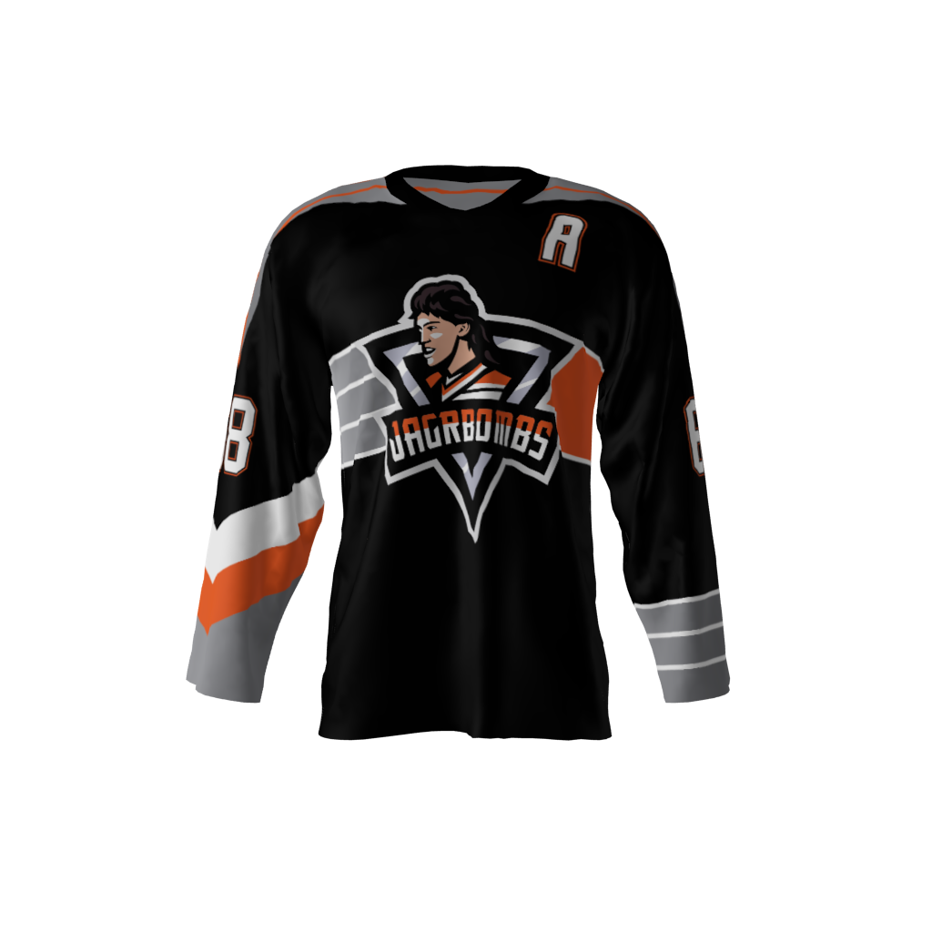 Jagr Bombs Black & Orange Hockey Jersey
