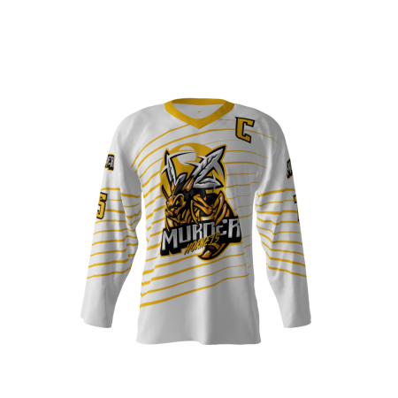 Murder Hornets White Yellow Hockey Jersey