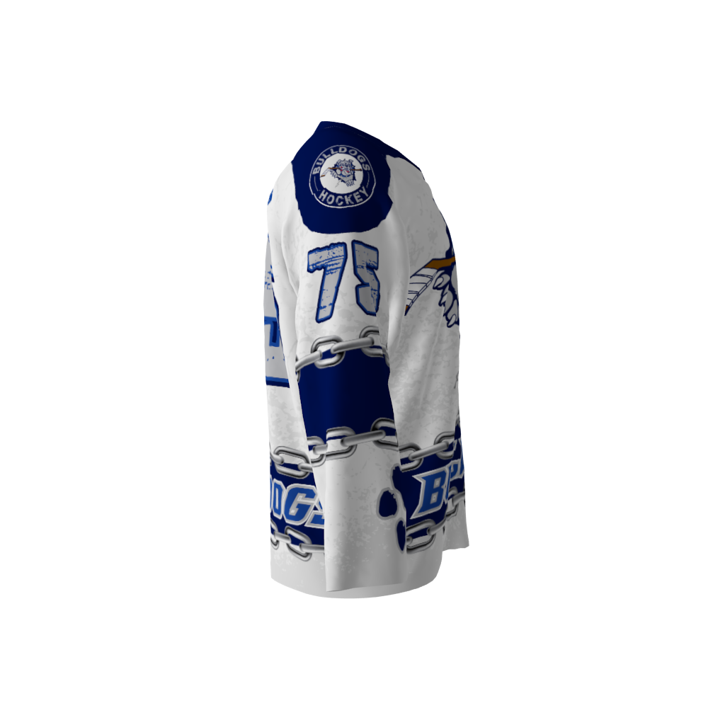 Bulldogs White Blue Hockey Jersey - Image 4