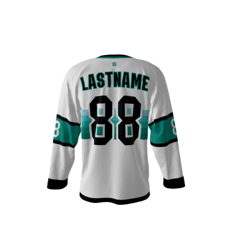 Sharks White Hockey Jersey Back