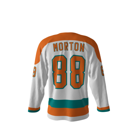 Back view of a custom dye sublimated Tropics hockey jersey
