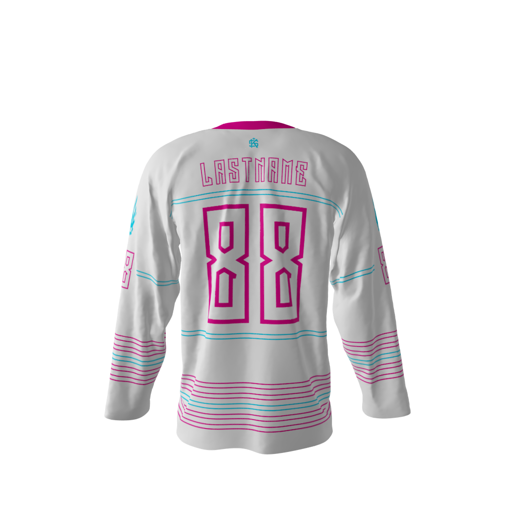 Hellfire White Hockey Jersey Back