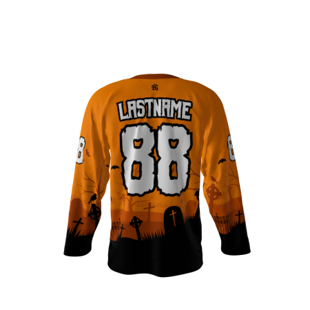 Outlaws Halloween Orange Hockey Jersey Back