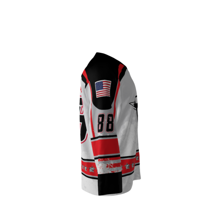 Right view of a custom dye sublimated TC hockey jersey