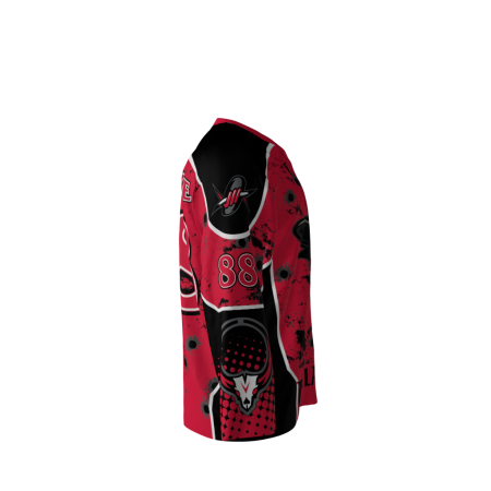 Right view of Red Outlaws Dye Sublimated Hockey Jersey