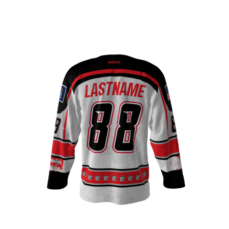 Back view of a custom dye sublimated TC hockey jersey