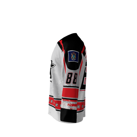 Left view of a custom dye sublimated TC hockey jersey