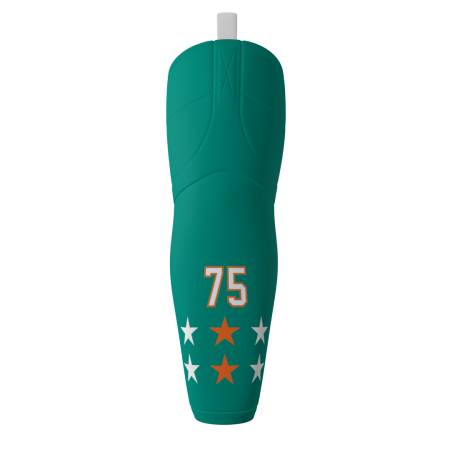 Front view of a custom dye sublimated Tropics Teal Ice Hockey Sock