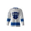 Front view of a custom dye sublimated Blue Devils hockey jersey