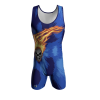 Front view of a custom dye sublimated wrestling singlet