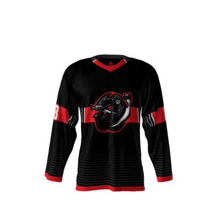 Front view of a custom dye sublimated Reapers hockey jersey