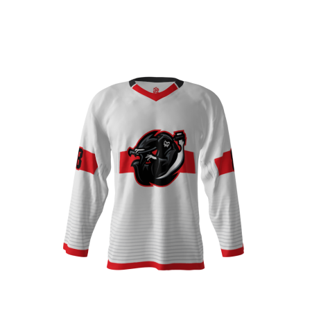 Front view of a custom dye sublimated Reapers hockey jersey