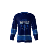 Front view of a custom dye sublimated Blue Devils hockey jersey