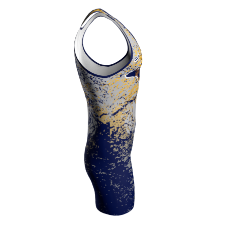 Right view of a custom dye sublimated wrestling singlet