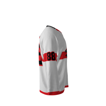 Right view of a custom dye sublimated Reapers hockey jersey
