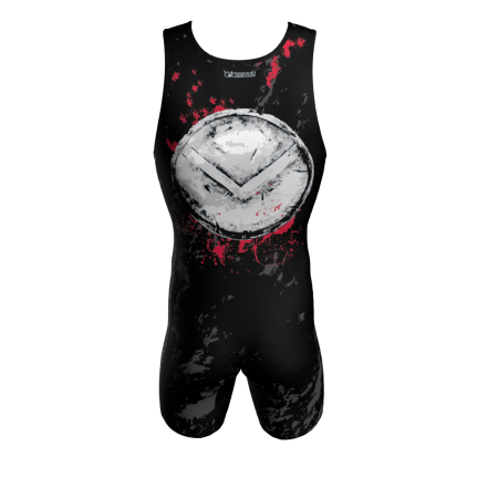 Back view of a custom dye sublimated 300 wrestling singlet