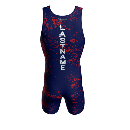 Back view of a custom dye sublimated wrestling singlet