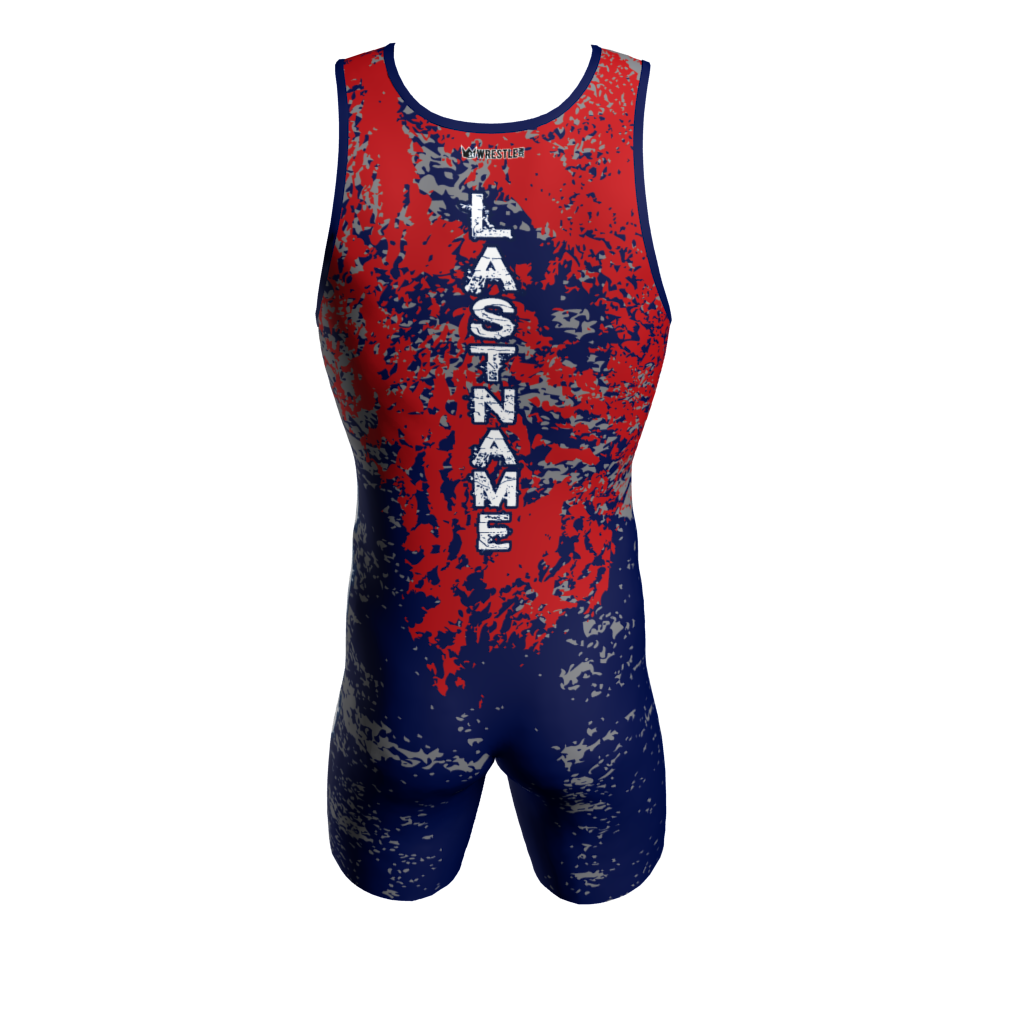 Back view of a custom dye sublimated wrestling singlet