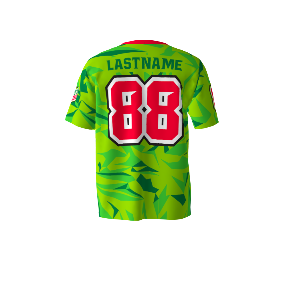 Back view of a custom dye sublimated Nitro Zone softball jersey