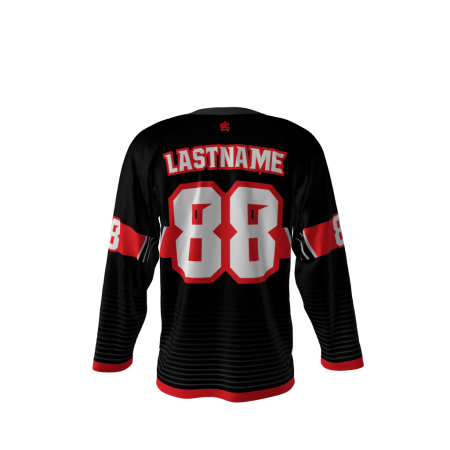 Back view of a custom dye sublimated Reapers hockey jersey