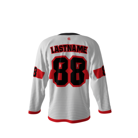 Back view of a custom dye sublimated Reapers hockey jersey