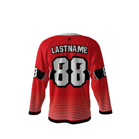 Back view of a custom dye sublimated Reapers hockey jersey