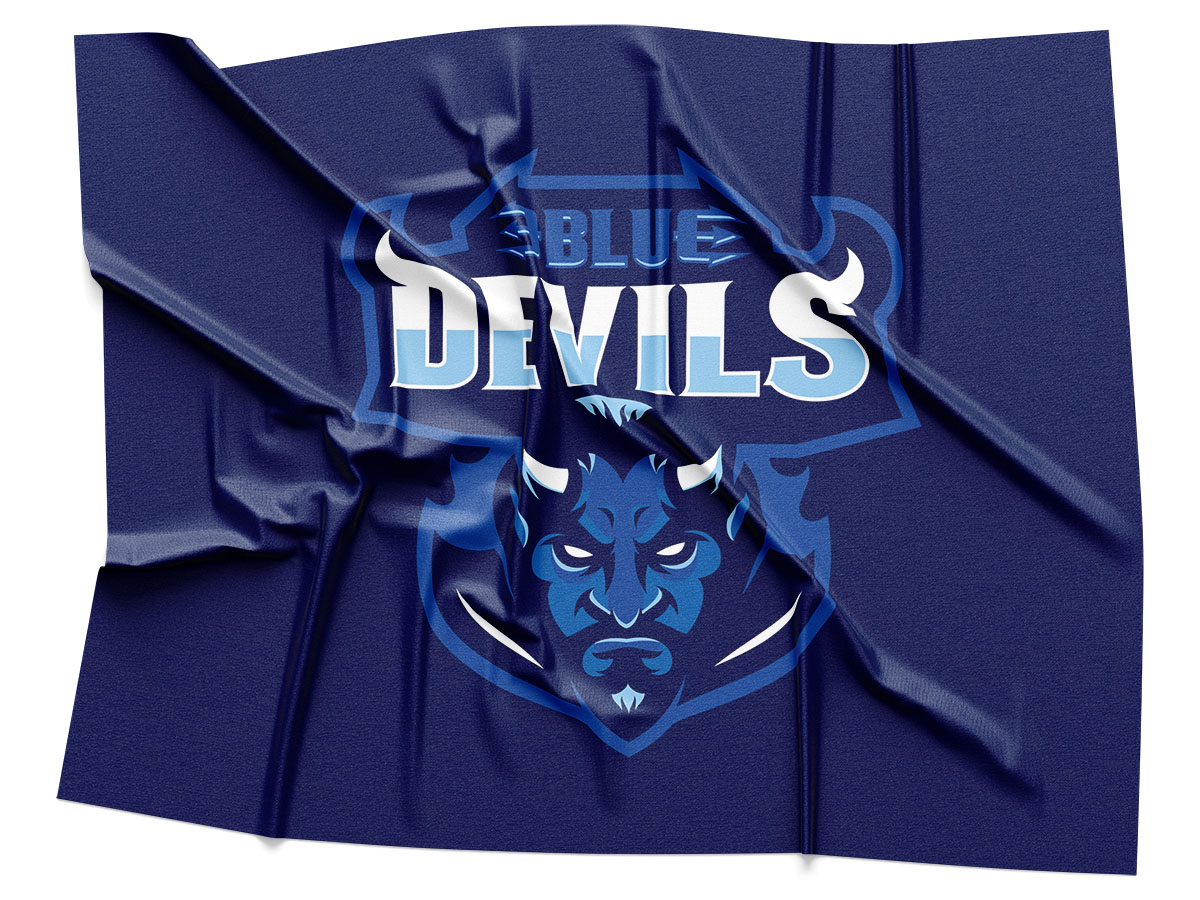 Blue Devils Navy Logo Rendering on Fabric