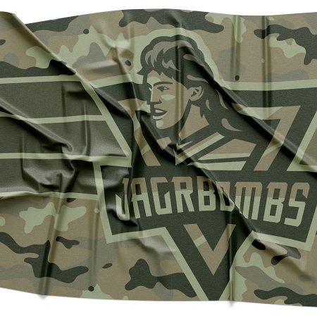 Jagr Bombs Camo Logo Rendering on Fabric