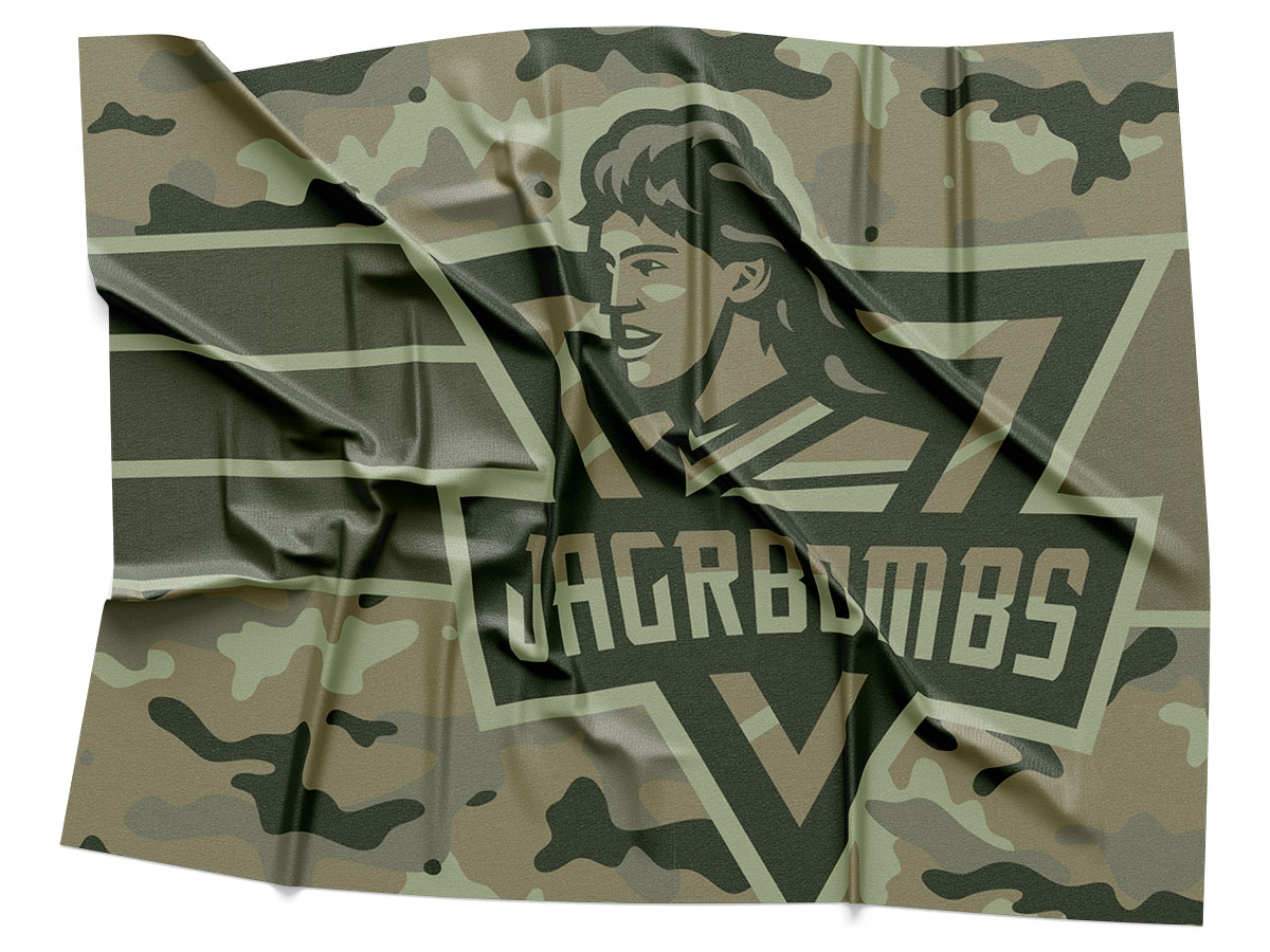 Jagr Bombs Camo Logo Rendering on Fabric