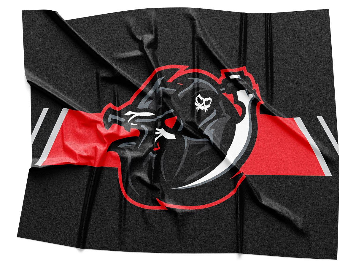 Reapers Black Logo Rendering on Fabric
