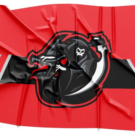 Reapers Red Logo Rendering on Fabric