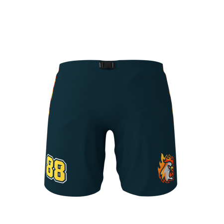 Front view of a custom dye sublimated Raging Roosters Ice Hockey Pant Shell