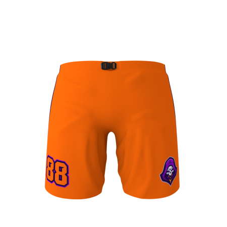 Front view of a custom dye sublimated Raging Roosters Ice Hockey Pant Shell