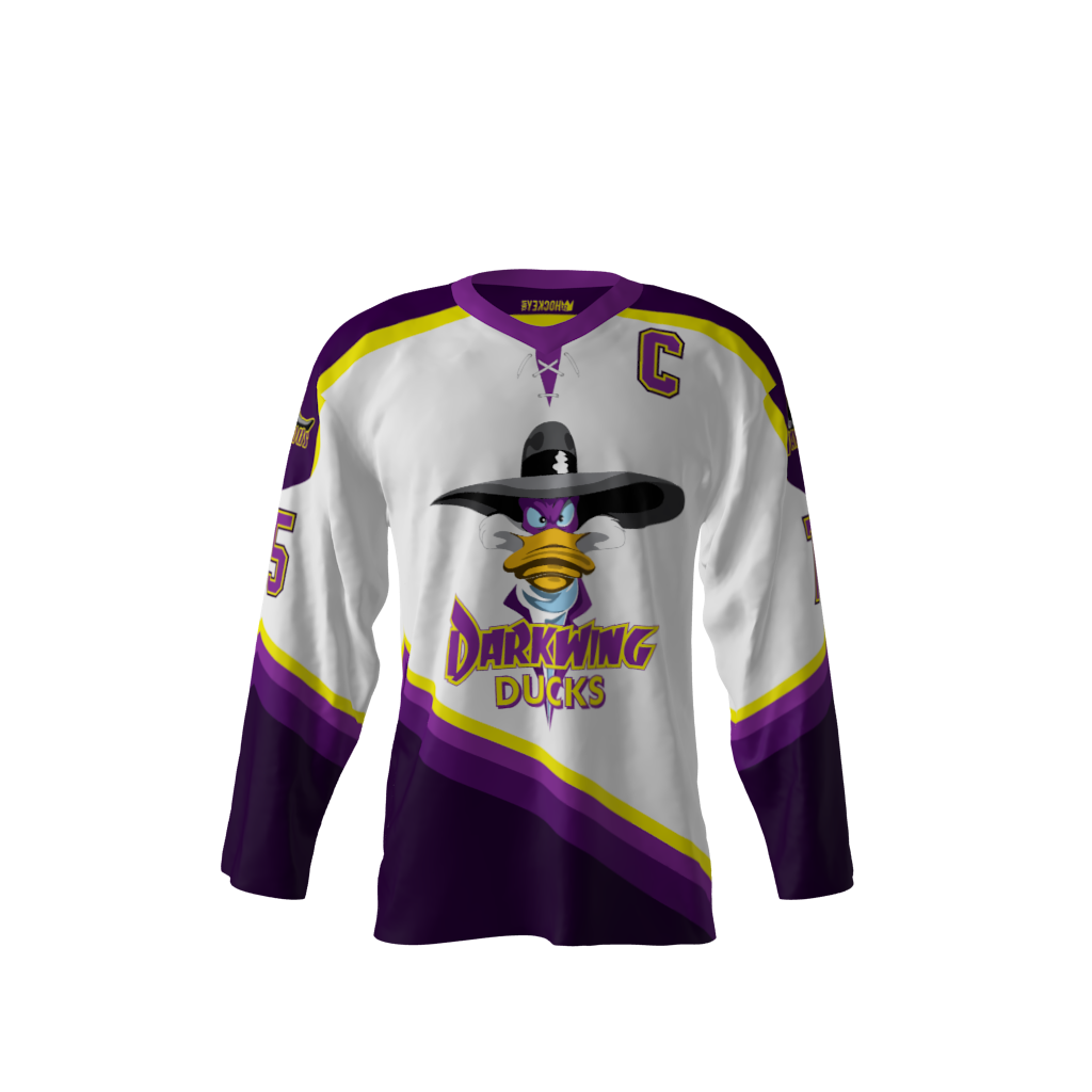 Darkwing Ducks White Hockey Jersey
